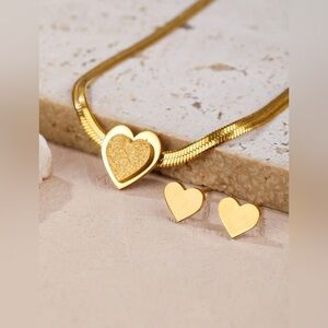 New One Set Of Heart Shaped Items/ Earrings and Necklace